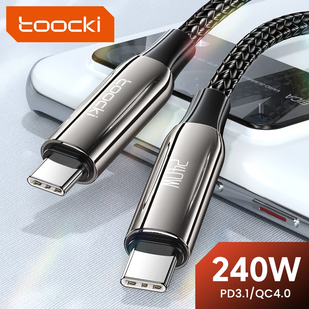 Toocki PD 240W Super Fast Charging Cable For iPhone 15 Plus Promax Type C To USB Type C Wire Cable 5A For Macbook iPad Data Cord