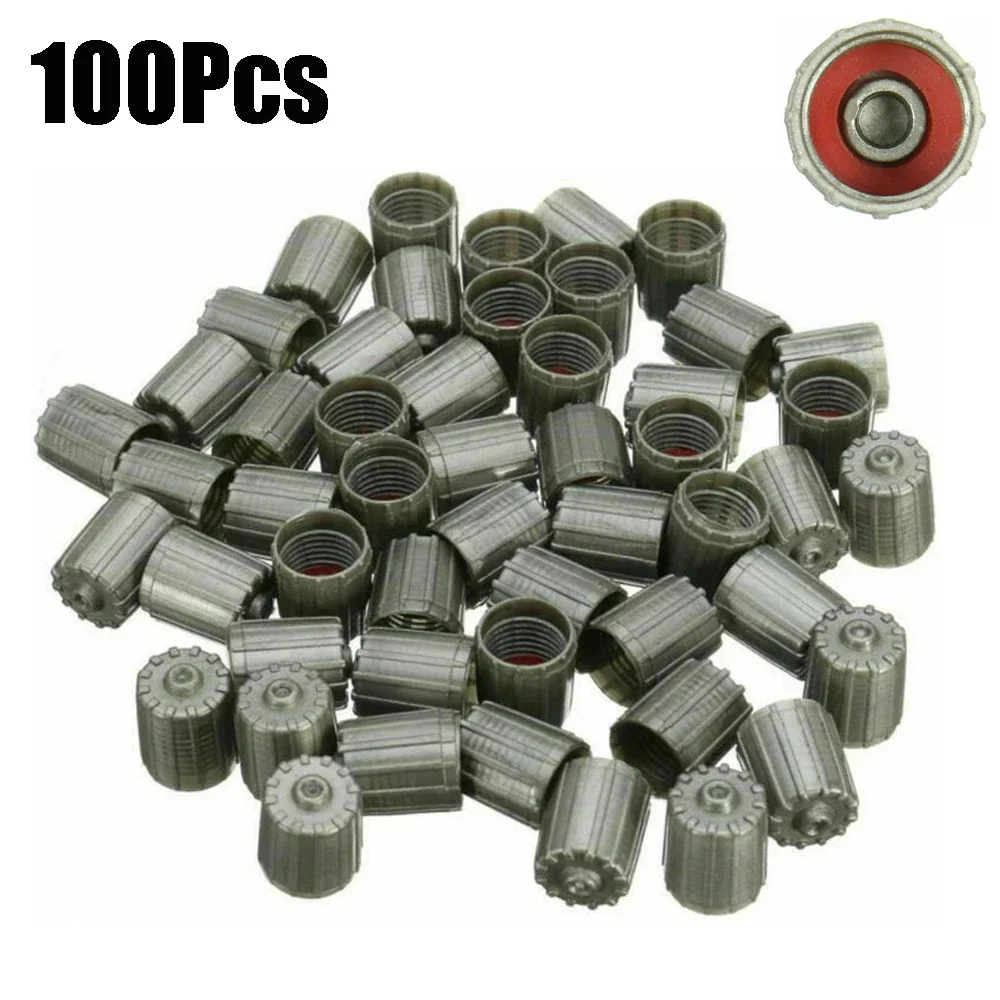 100Pcs Car Tire Valve Stem Cap Plastic TPMS Tyre Air Port Decor Dust Covers Gray Car Accessories Car Truck Motorcycle