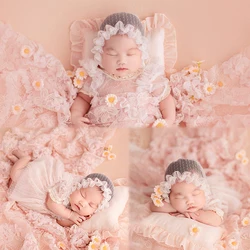 Newborn Photography Outfit Baby Girl Princess Lace Puffy Dress Daisies Flowers Pose Photo Props Studio Shooting Accessories