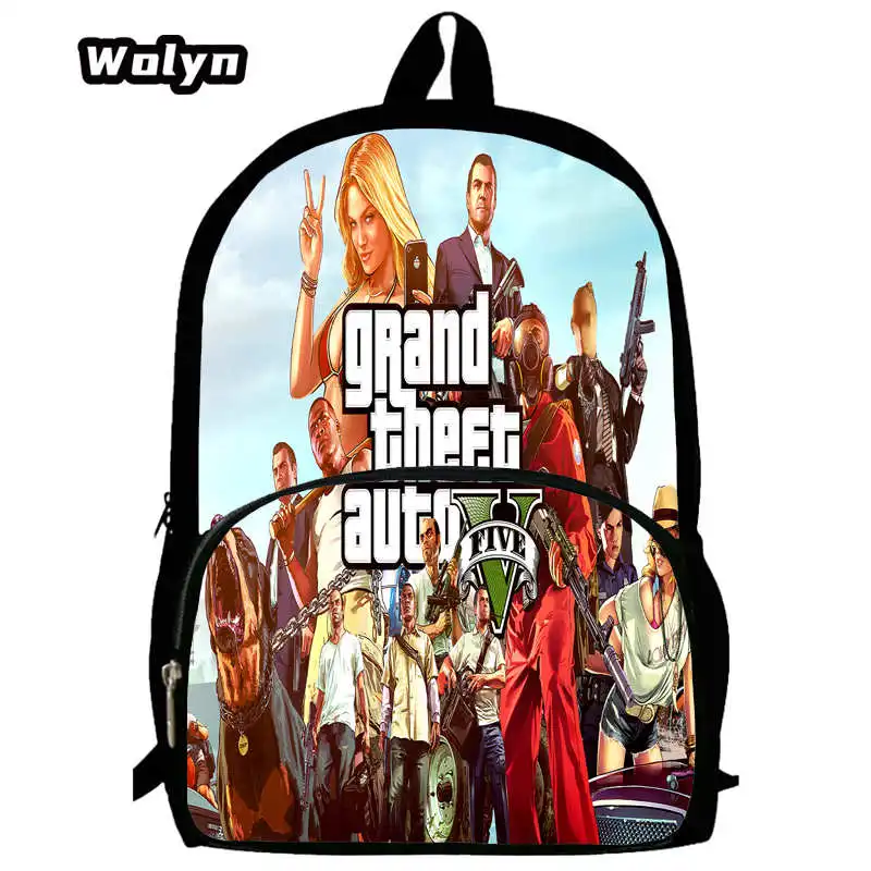 Grand Theft Backpack Auto School Bags,Cartoon Book Bags for Boys Girls ,Children Backpack for Grades1-4 Junior,Bookbag for Pupil