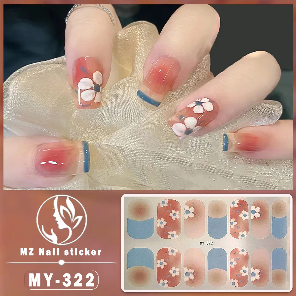 14 Tips Gradient Nail Stickers Long Lasting Full Cover Wraps Samoprzylepne naklejki na paznokcie DIY Bez konieczności pieczenia, gotowe do użytku w salonie