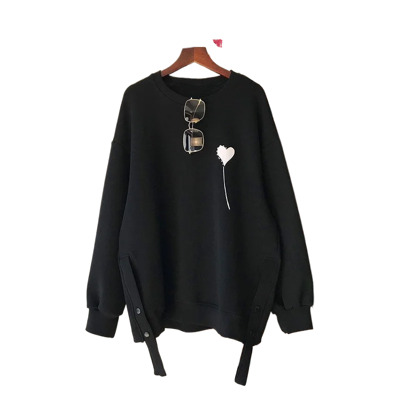 Sudadera holgada de manga larga para mujer, Jersey informal con cuello redondo y corazón, a la moda, estilo Joker diario, novedad, primavera y otoño