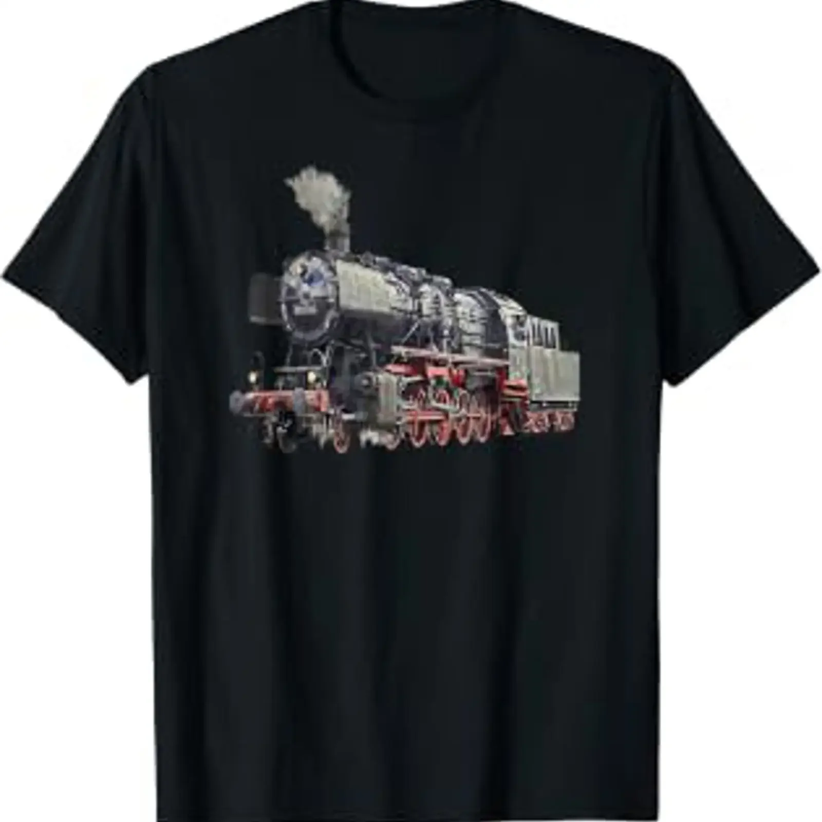 Train locomotive railway T shirt tee vintage Washed streetwear Soft Slightly Casual Stylish Unisex Breathable fashion Stretched