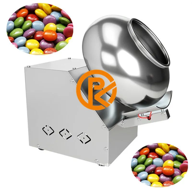 เครื่องเคลือบช็อคโกแลตอาหารน้ําตาลขนาดเล็กขนมถั่วลิสงหวานช็อคโกแลตฟิล์มเคลือบกระทะเครื่องจักร