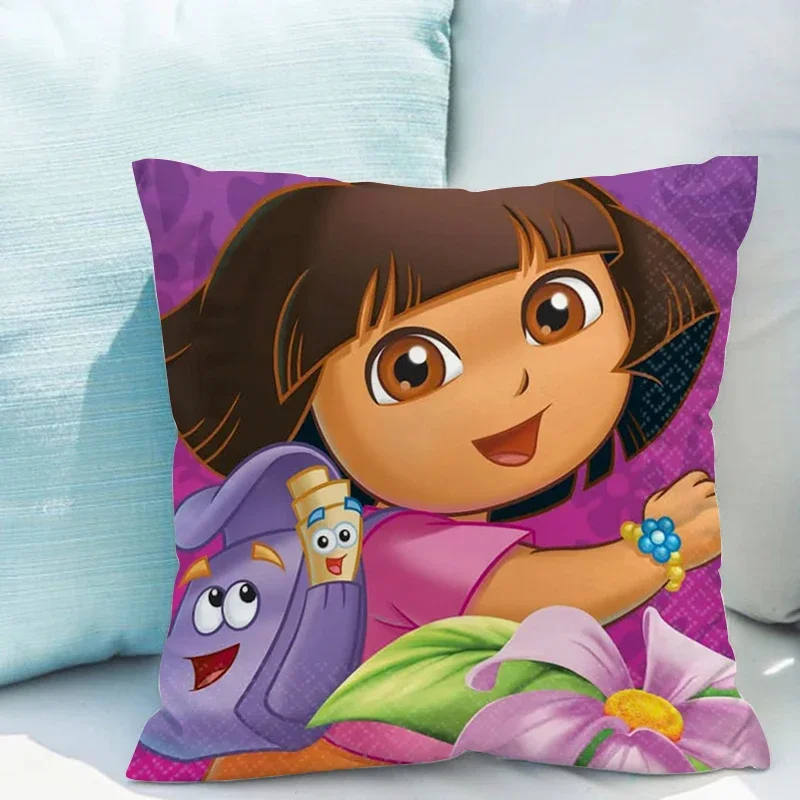 Pillowcase 45*45 D-dora the Explorer Decorative Pillowcases for Pillows Pillow Hugs Chair Cushion Cover 40x40 Fall Decoration