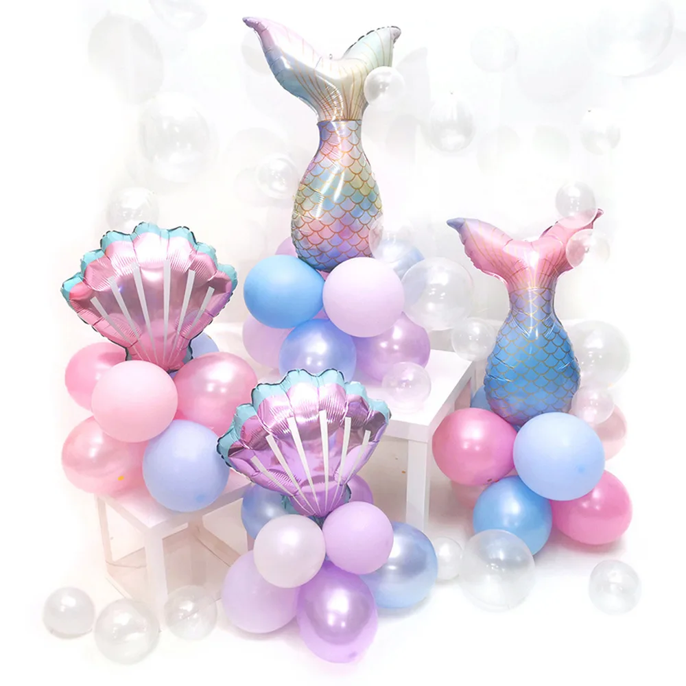 Lila Meerjungfrau Geburtstags-Tischdeko Party Mädchen Pappteller Becher Servietten Tischdecke Geburtstagsbanner für Kinder Ballonset Hintergrund – Detail 36