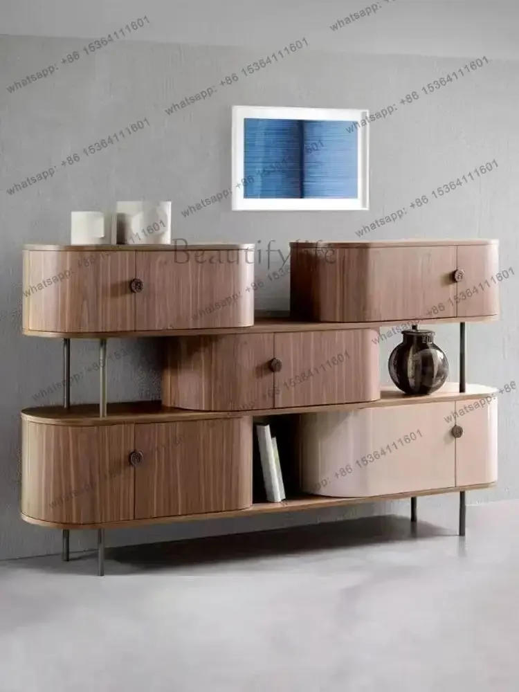 Italian solid wood dining side cabinet integrated decorative cabinet against the wall modern simple household locker designer