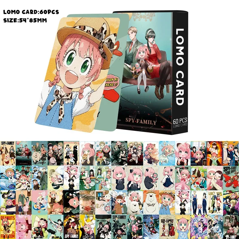 60PCS Anime ONE PIECE Lomo Card Postcards Demon Slayer Cards  Double sided Collection Anya Card Gmae For Fan Gifts