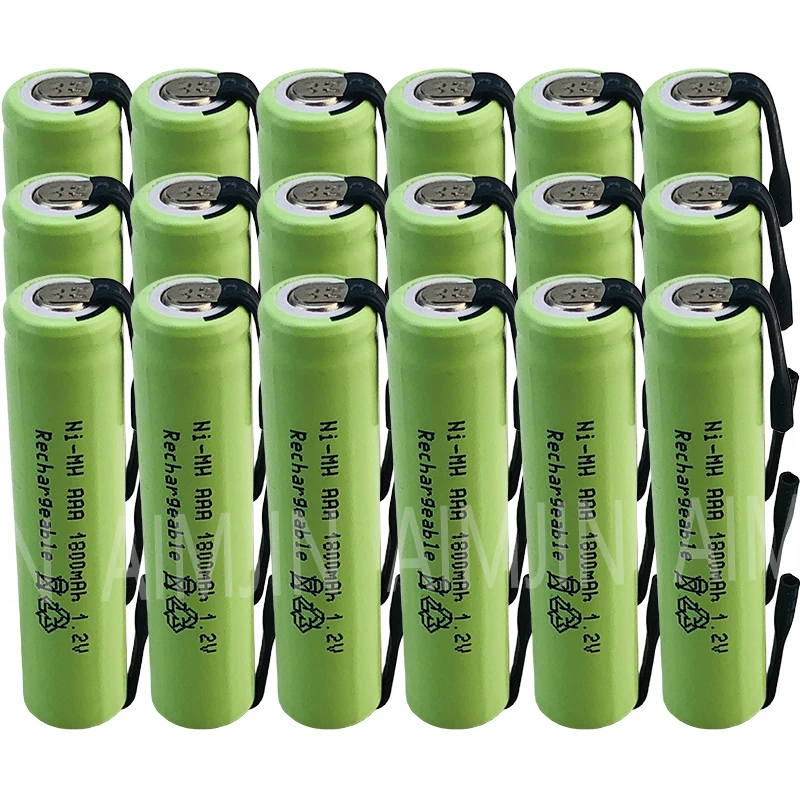 1.2V 1800mah Ni-Mh AAA Rechargeable Battery Cell, with Solder Tabs for Philips Braun Electric Shaver, Razor, Toothbrush