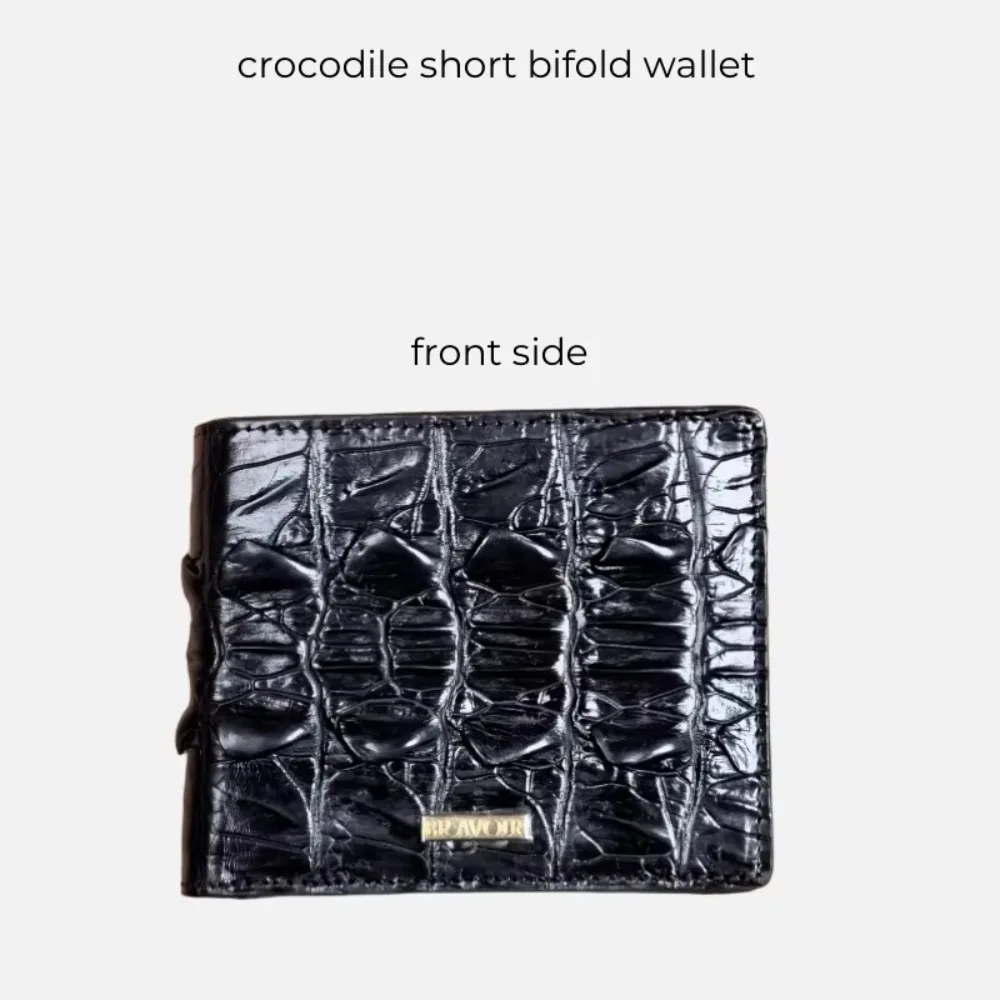 Carteras Billeteras Custom Classic Luxury Leather Alligator Leather Men's Short Bi-Fold Wallet