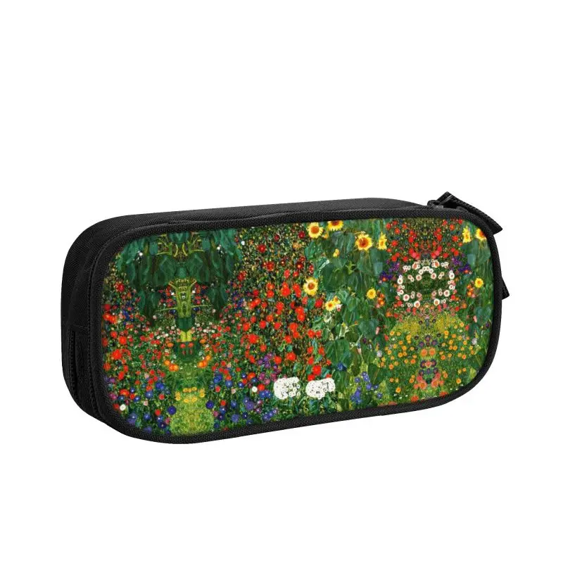 Gustav Klimt Painting Art Farm Garden With Sunflowers Cute Pencil Case Boys Gilrs Large Storage Pencil Box Students Stationery