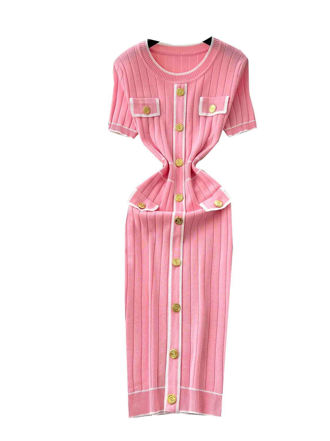 Slimming Effect High Waist Metal Bule Summer Dr Women's Faionable A-Line Dr Lightweight Polyester ort Sve