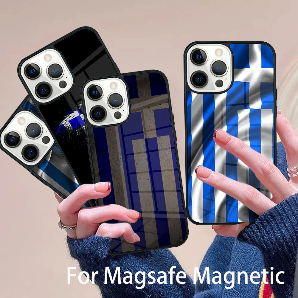 

Греческий флаг Crete Греция Чехол для телефона Magesafe Магнитный чехол с беспроводной зарядкой для IPhone 16, 11, 12, 13, 14, 15 Pro Max Plus Mini