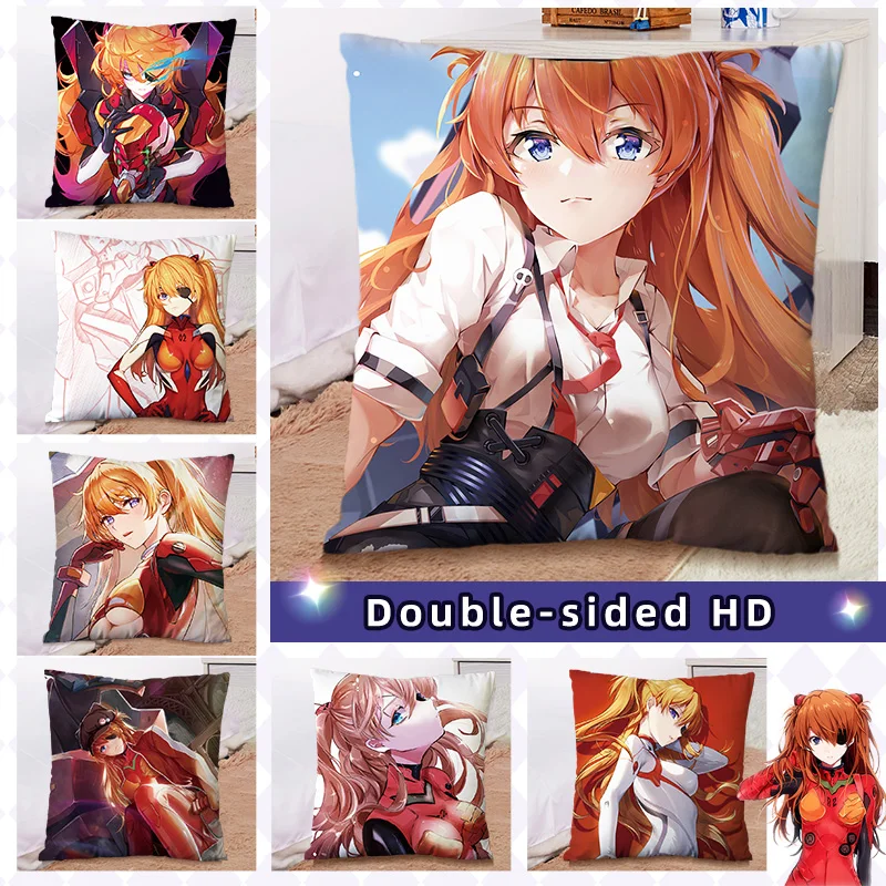 Cartoon Pillows  Anime Pillowcase Asuka Langley Soryu Home Decor Sofa Living Room Pillow