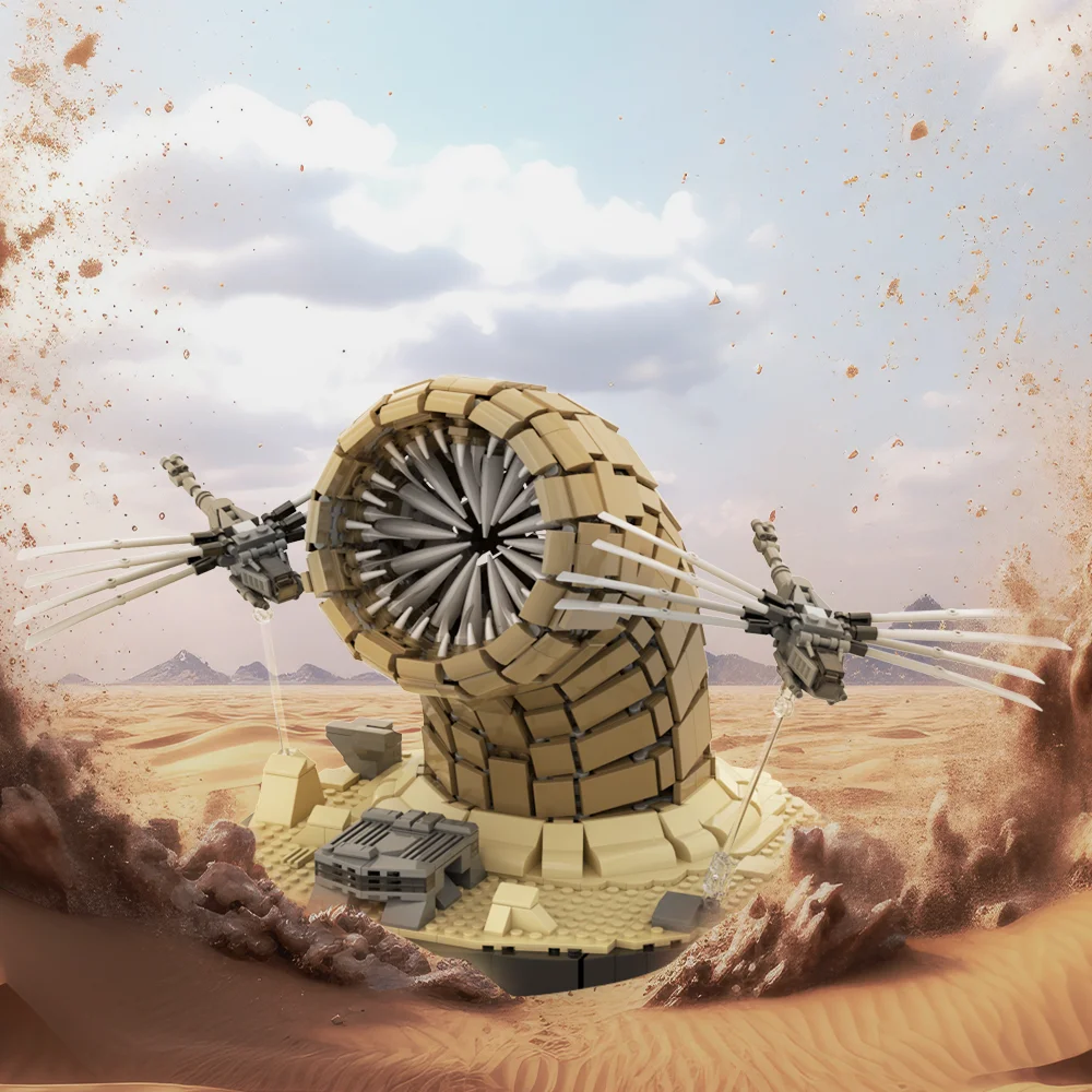 Gobricks MOC Desert Dunes Sandworm Model Building Blocks Classic Flapping wing Aircraft Dragonfly Aircraft Bricks Toy Kids Gift