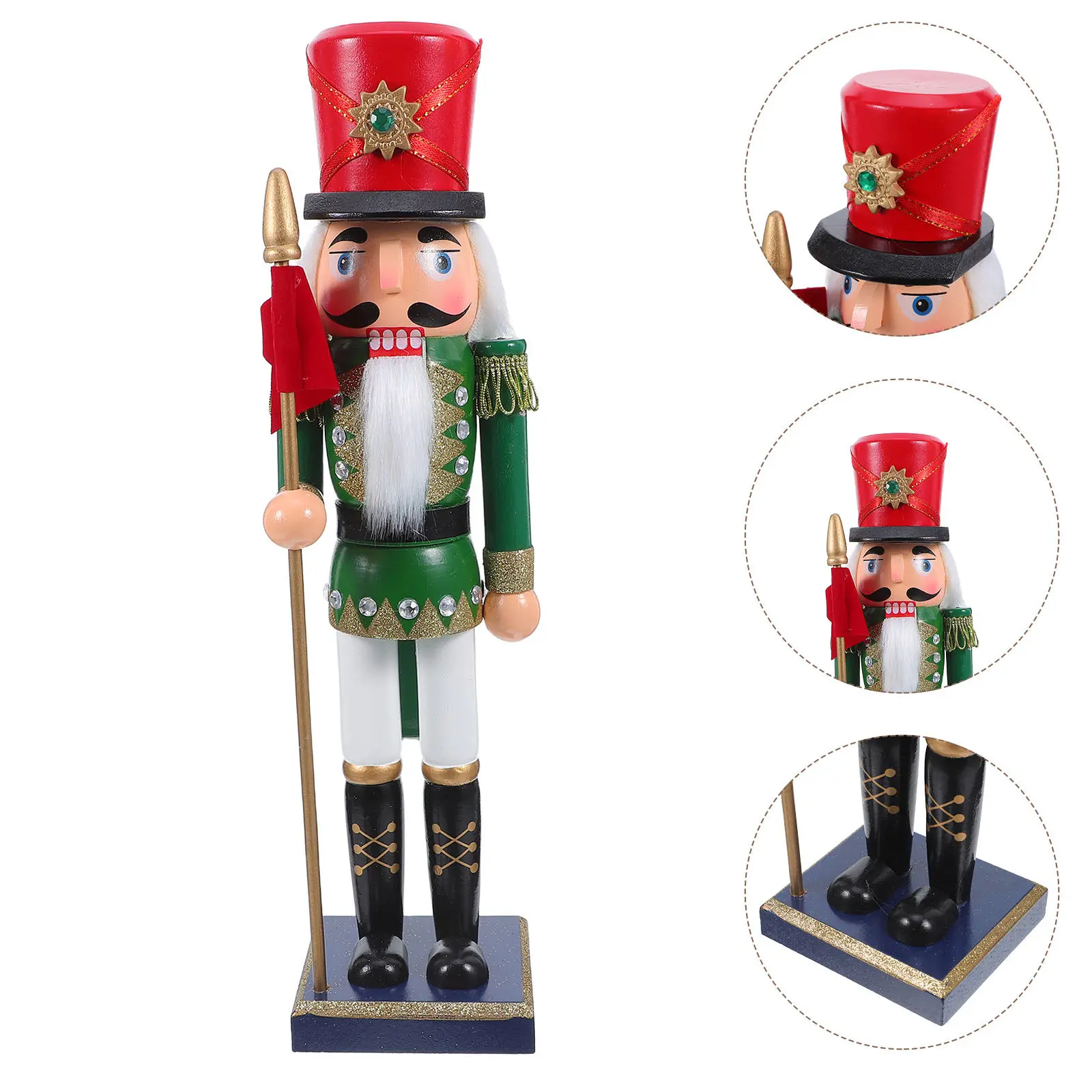 

Wooden Nutcracker Soldier Ornament Hand-Painted Traditional Christmas Decor for Mantel Table Centerpiece Holiday Home Decor Wood