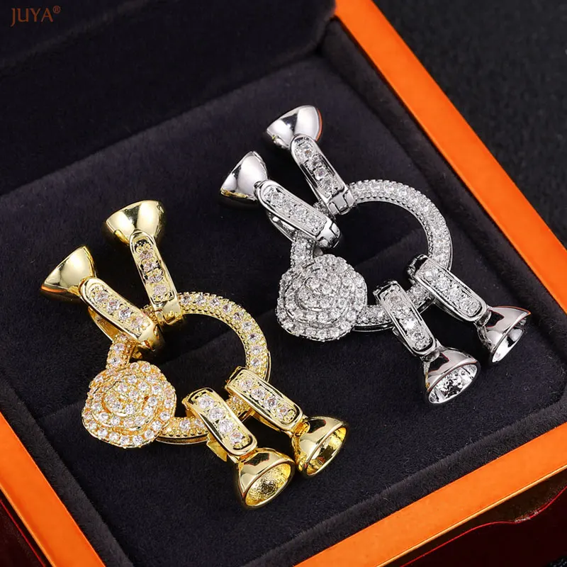 JUYA Copper Zircon Clasps Hooks Connector Good Quality Clasps Fasteners For DIY Needlework Pearls Jewelry Making Accessories