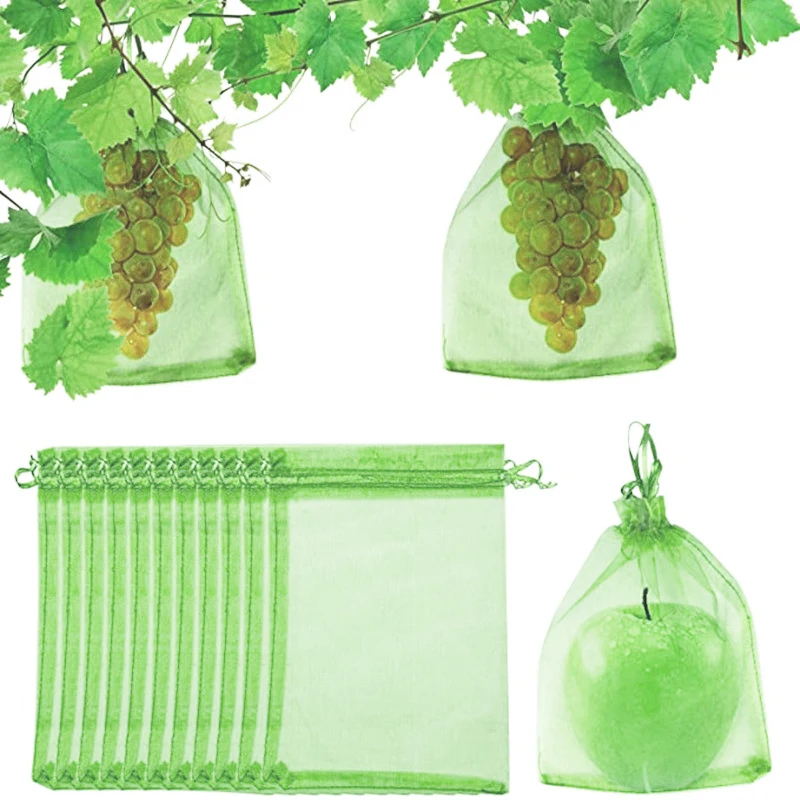 20/50/100Pcs Grape Protection Bags with Drawstring Fruit Protection Mesh Bag Protective Pouches for Strawberry Organza Gift Bags