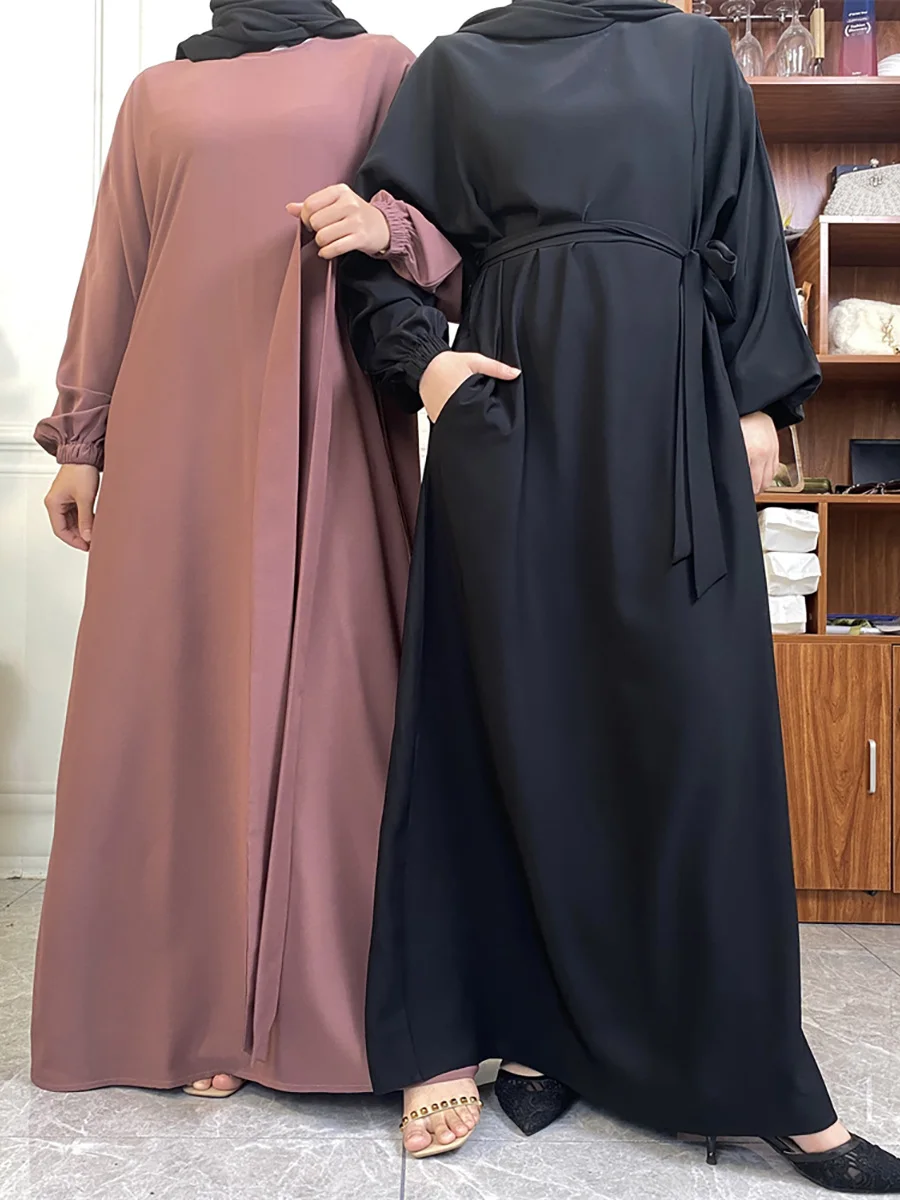 حار سيلي أسلوب بسيط فساتين مغربية قفطان تركيا بلون الخليج عبايات المرأة الإسلامية فستان طويل مسلم السعودية رداء رمضان 19