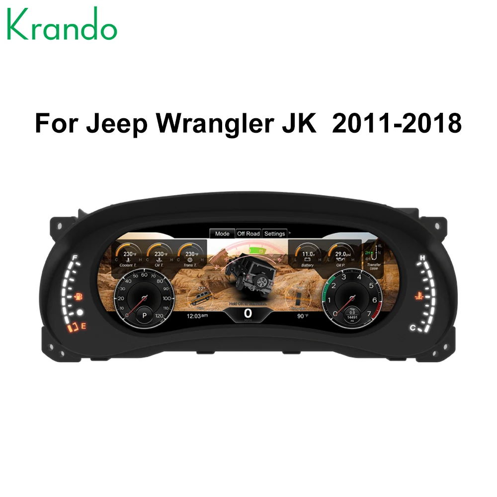 Krando 12.3 Inch Linux systerm Digital Cluster For Jeep Wrangler JK 2010 - 2017 LCD Dashboard Panel Virtual Instrument CockPit