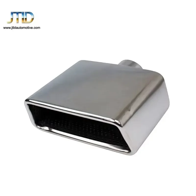 JTLD New Stainless Steel Rectangular Resonated Angle Cut Exhaust Tip for Universal Car Retrofit Upgrade