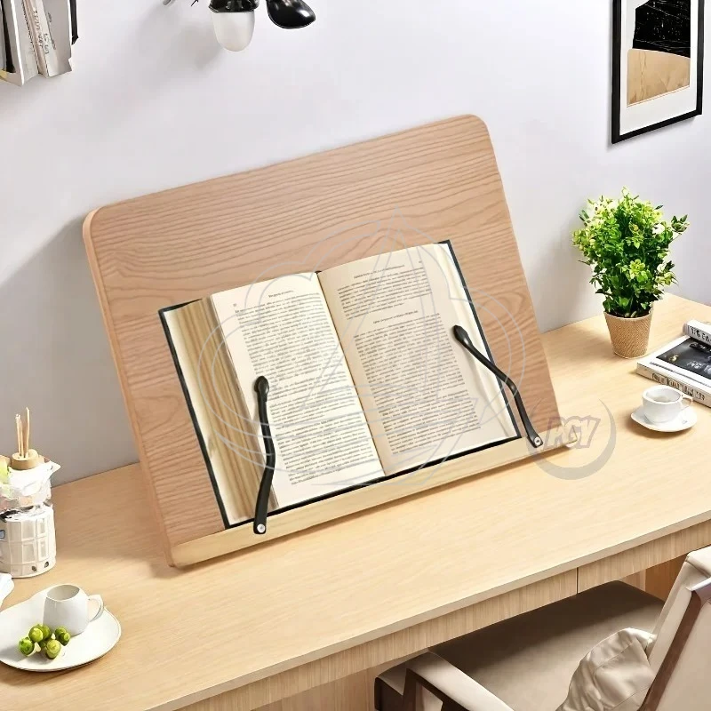 Large Handcrafted Wooden Reading Stand 8-Level Adjustable Height Foldable Book Holder for Books & Cookbooks