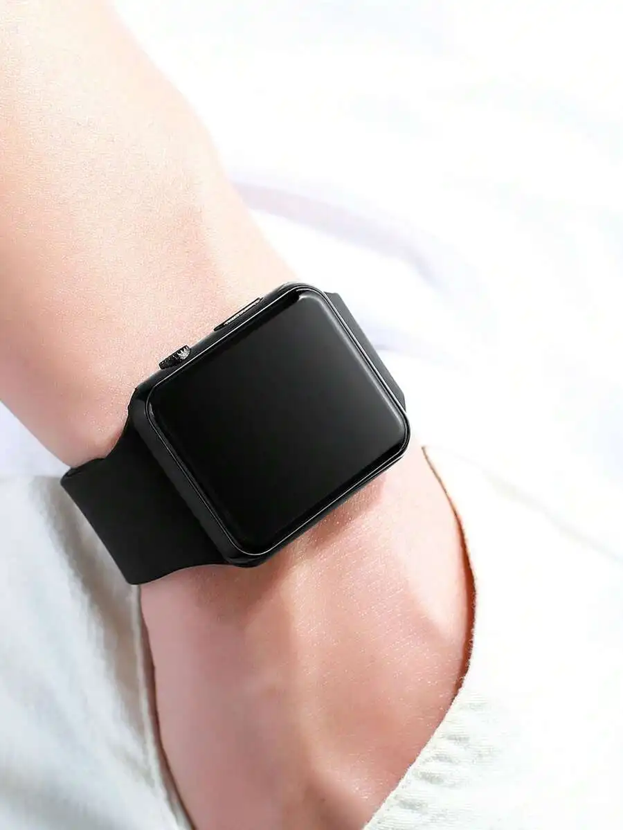 

1pair Couple Electronic Watch, Student Electronic Plated Watch Cool Square LED Night Light Sporty Outdoor Fashion Watch, Student