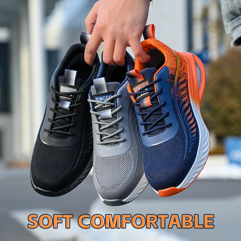 موضة جديدة وسادة هوائية التخميد الرجال أحذية عمل آمنة أحذية رياضية تنفس خفيفة الوزن غير قابلة للتدمير الصلب تو أحذية العمل الذكور