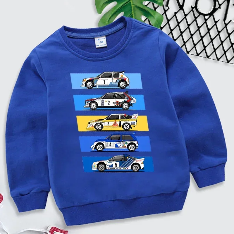 Rally Car Boys Girls Hoodies Drift Sweatshirt Fashion Car Fans Streetwear Automobile Culture Roupa Infantil Cartoon Kids Clothes