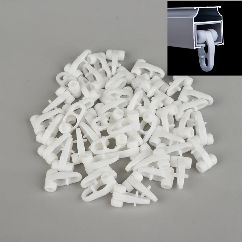 50Pcs Of Lightweight Curtain Rail Sliding Wheel Hook Type Universal Straight Rail Curved Rail Slider Curtain Hook Ring