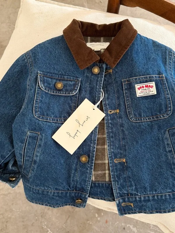 Cool Color Block Children's Denim Jacket Casual Style Spring Autumn New Arrival Unisex Baby Casual Top Trendy Jacket