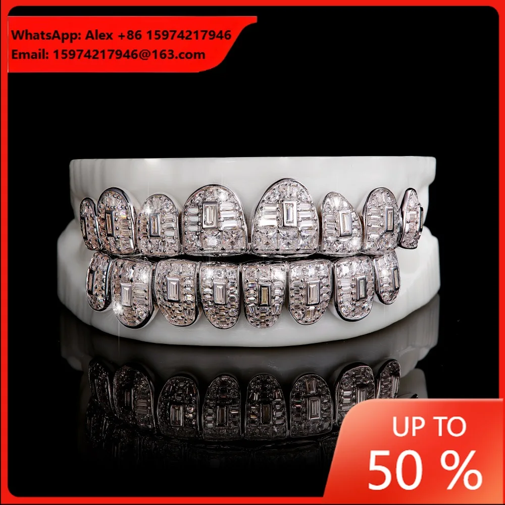 Hip Hop Braces Hiphop Silver Teeth Hip Hop Silver Braces European And American Double Row Diamond Teeth Teethgrillz