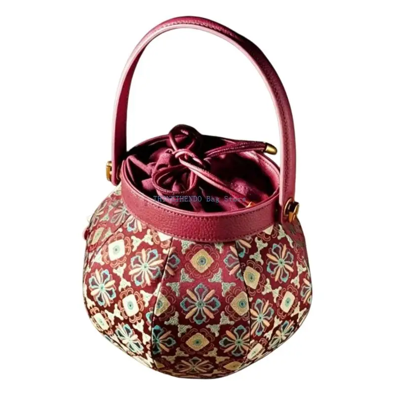 340D Chinese Themed PU Carryall With Inner Section Great For Tea Parties