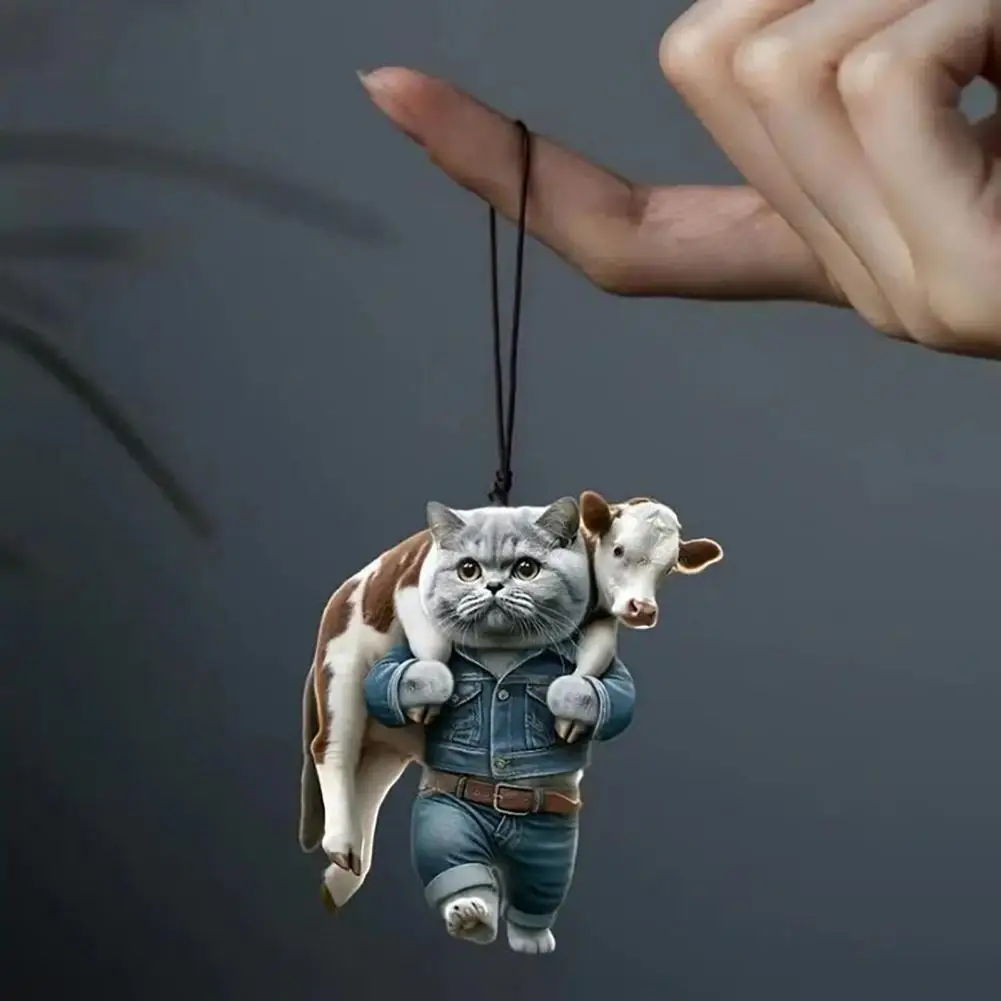 Cat Hanging Decor Halloween Cat Car Hanging Decorations Set Pumpkin Kitten Acrylic Ornaments for Auto Rearview for Halloween