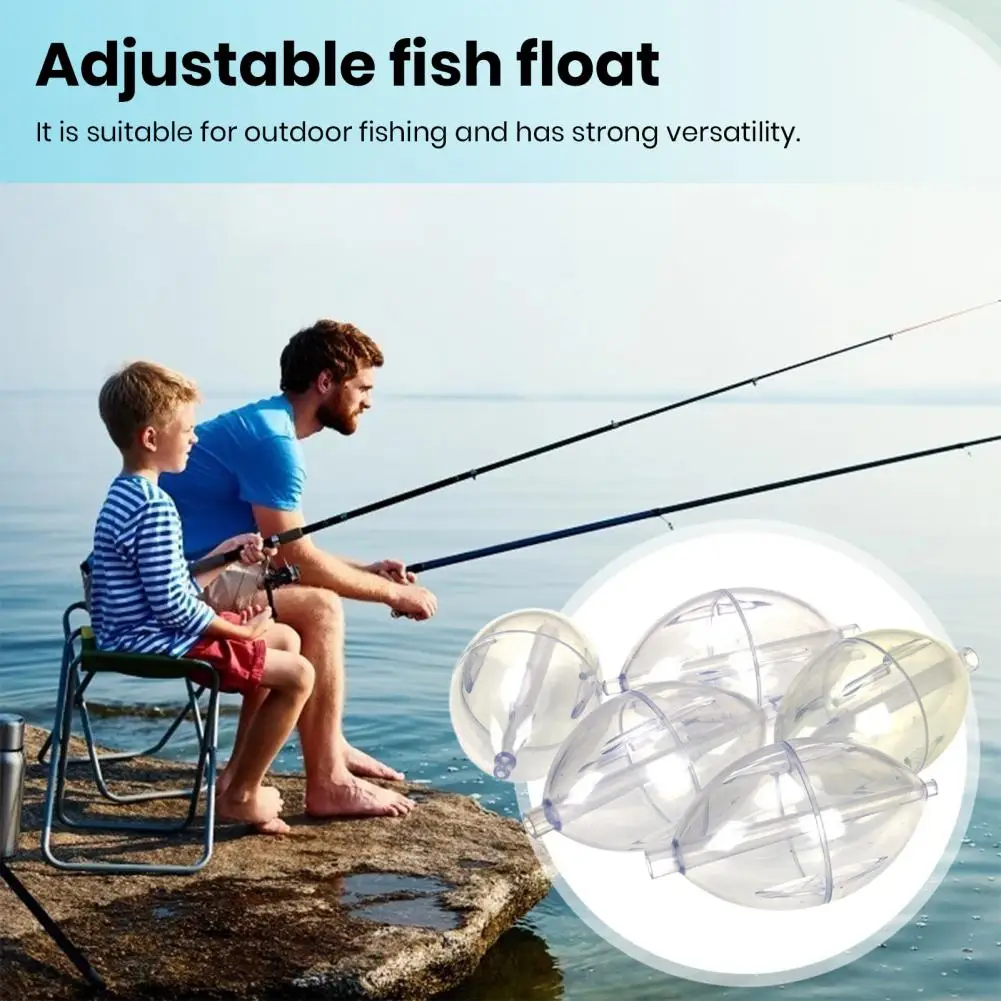 5Pcs Fishing Oval Bubble Float Clear Adjustable Portable Water Filling Slip Cast Spin Bobber Kit Outdoor Fishing Equipment