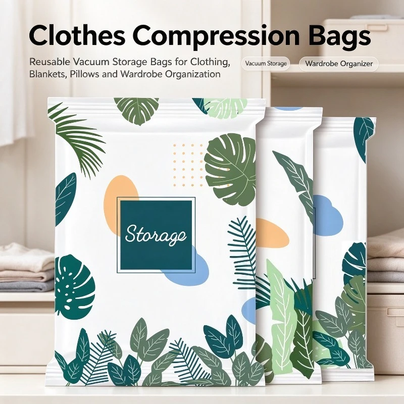 Vacuum Storage Bags Thickened Vacuum Compression Bags for Clothes Quilts Moisture Proof Dustproof Travel Seasonal Organizer Bags
