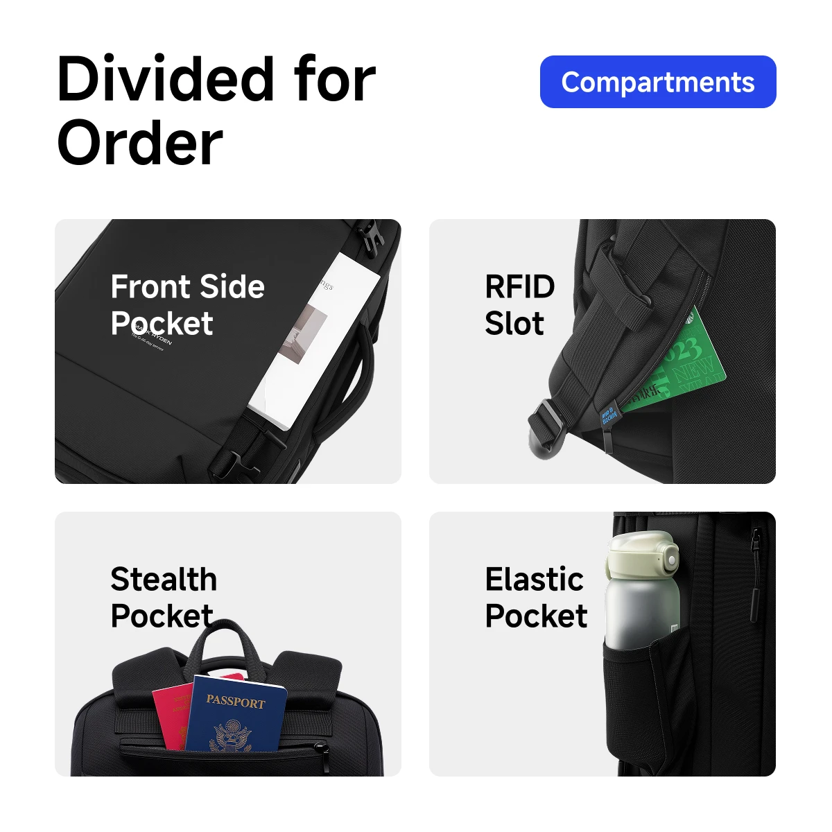MARK RYDEN Expandable Laptop Backpack 17.3 Inch Detachable Mini Pouch USB RFID Slot Men Travel Bag