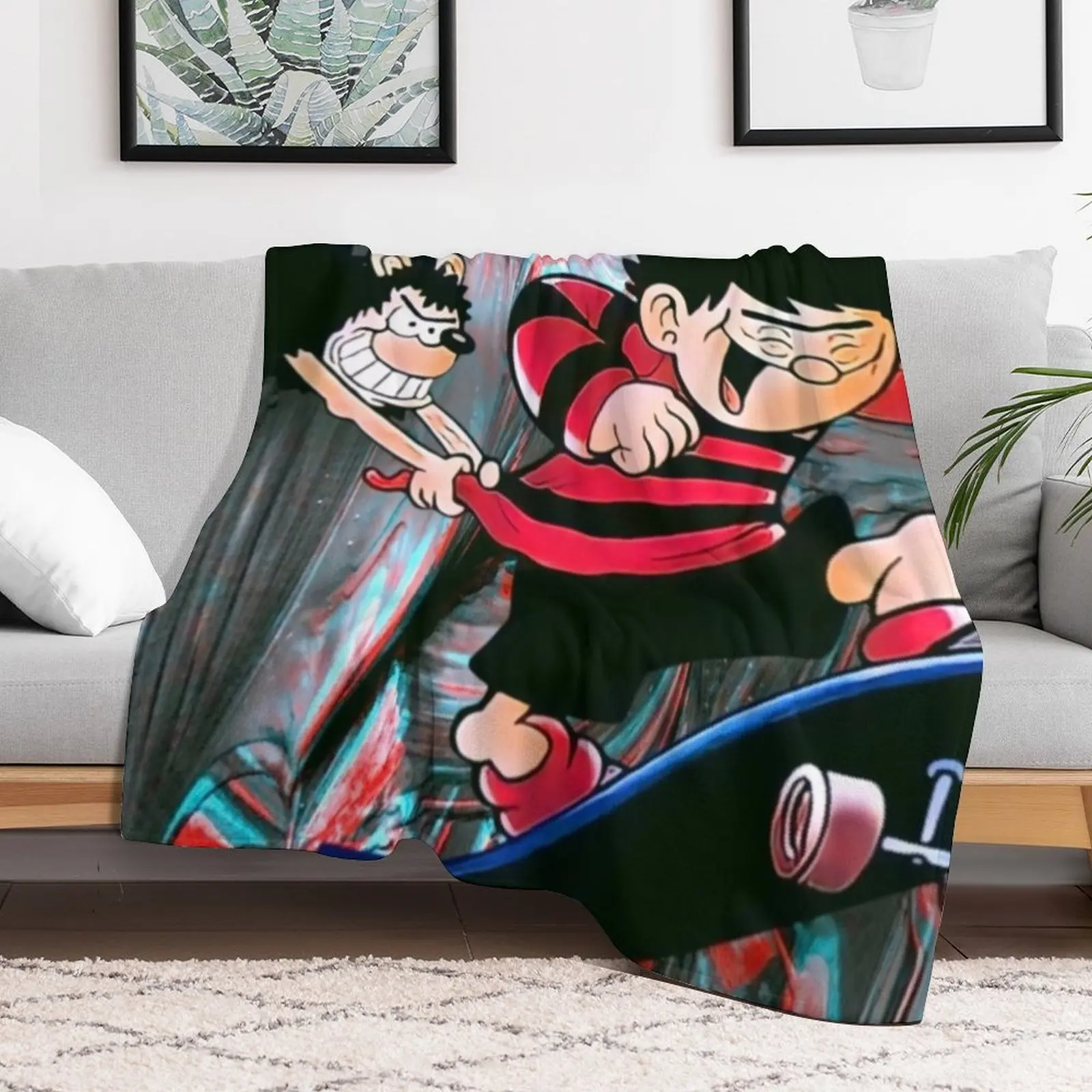 Dennis and gnasher Throw Blanket Cute Plaid halloween Flannels Blankets