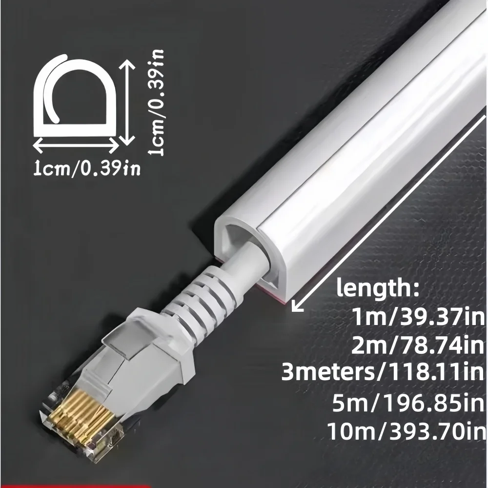 1PC Invisible Adhesive Cable Raceway - Anti-Step Cord Protector Soft Wire Cover with Cap for Wall Home Office Use