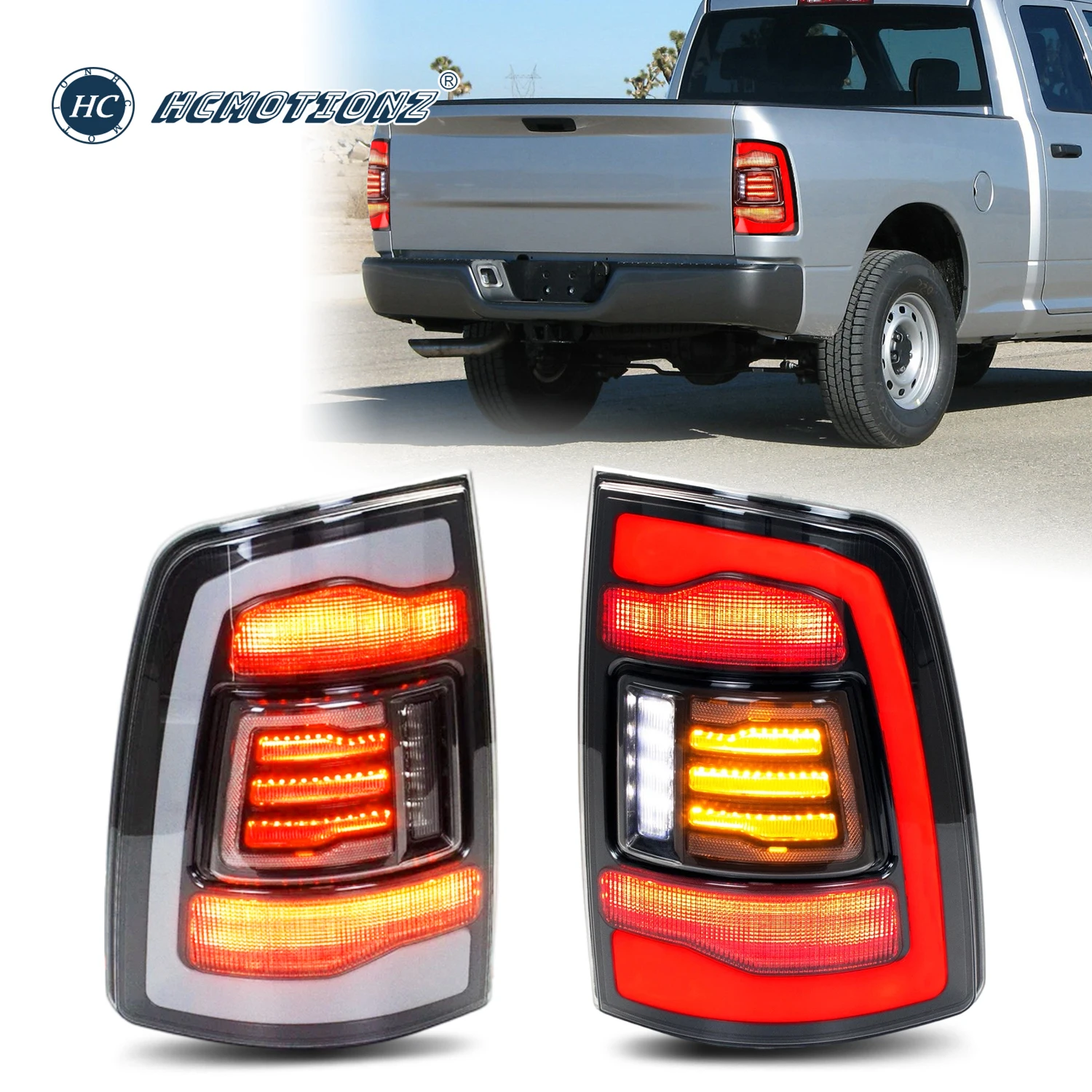 

HCMOTIONZ LED Tail Lights for Dodge Ram 2009-2018 1500 2500 3500 4500 5500 Red Signal Rear Lamps Assembly