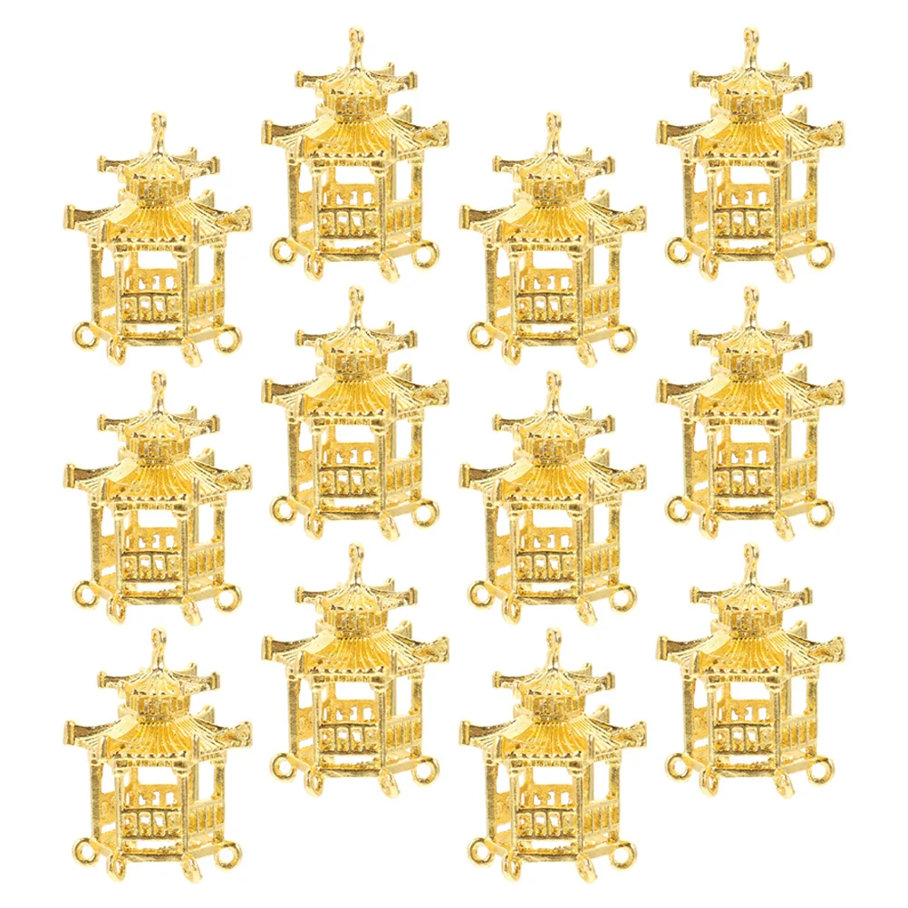 

12pcs Alloy Hanging Charms Diy Jewelry Accessories Necklace Bracelet Pendant Supplies Pavilion Shaped Earring Crafts Durable