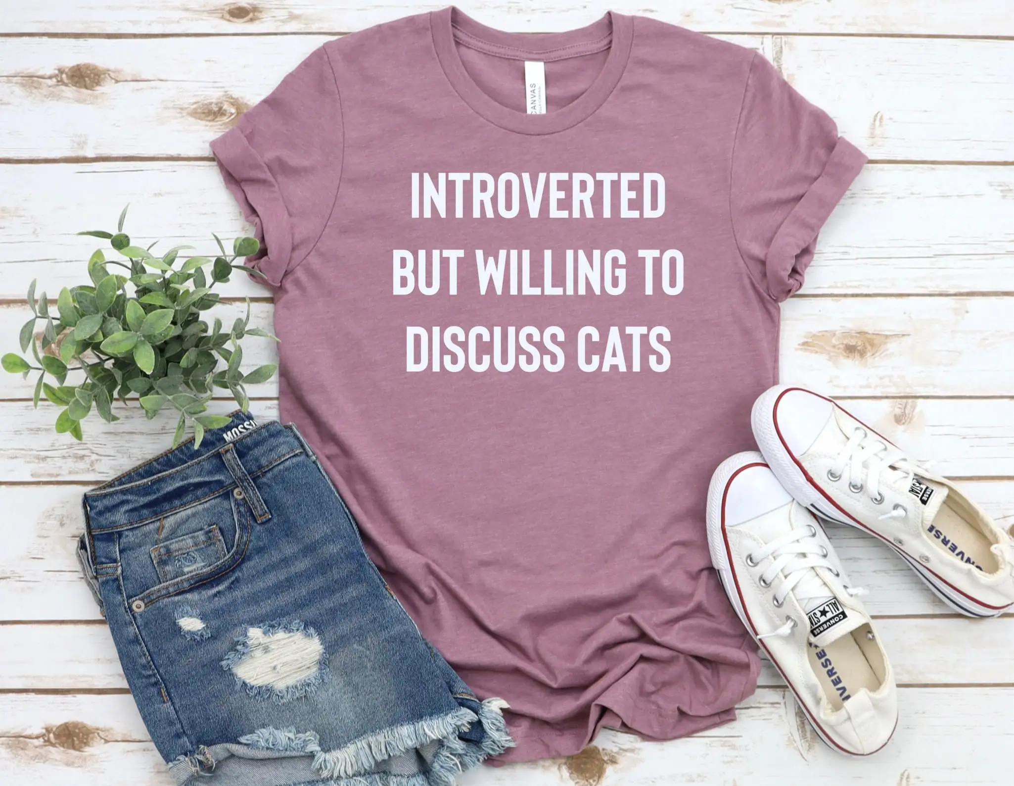 Introverted But Willing To Discuss Cats Cat Lover T Shirt Funny Mama Lady