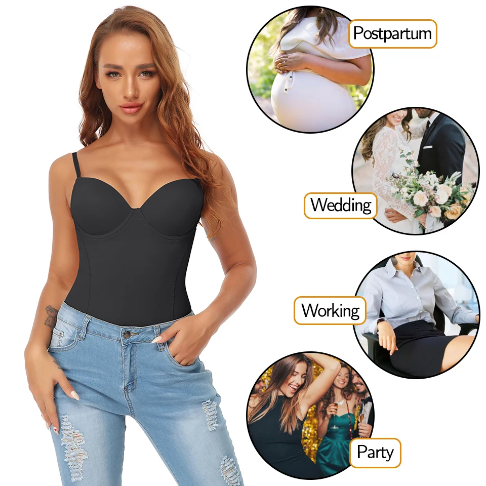 Women Shapewear Bodysuits Waist Trainer Vest Slim Full Body Shaper Built-In Bra Camisole Tops Tummy Control Slimming Underwear