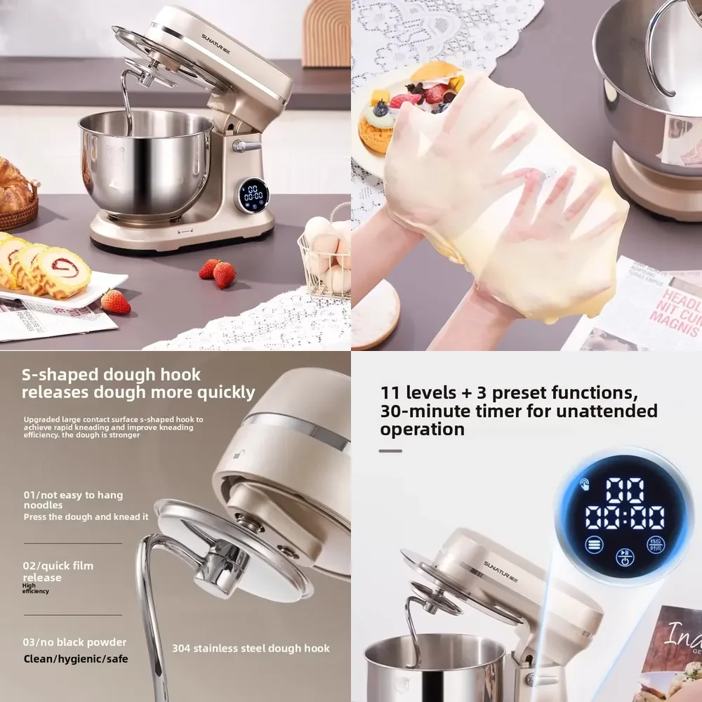 2026 DC Quiet Chef Machine for Home Use Small Dough Kneading Food Processor for Commercial Kitchen Bread Making Pasta Mixing