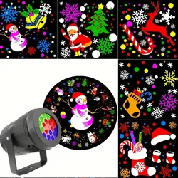 1pc LED Christmas Projector Light, Rotating Snowflake and Holiday Patterns, Indoor and Outdoor Compatible, Stage Lighting Effect