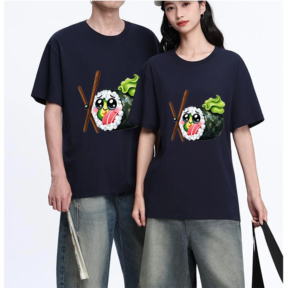 Cute Sushi Roll Printed T Shirt Breathable Fabric S-XL Personalized Custom Casual Short Sleeve Tee Aesthetic Graphic Top Unisex
