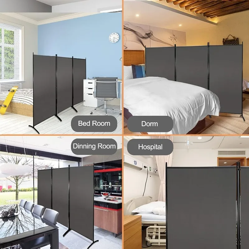 Partition Room Dividers 3 Panel Folding Privacy Screens 6 Ft Tall Portable Office Walls Dividers for Room Separator 102