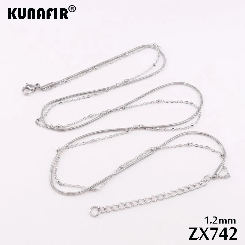 1.2mm 1.5mm 2.0mm round Snake double Chain Stainless steel Necklace Bracelet fashion men's women jewelry ZX742 ZSZ301