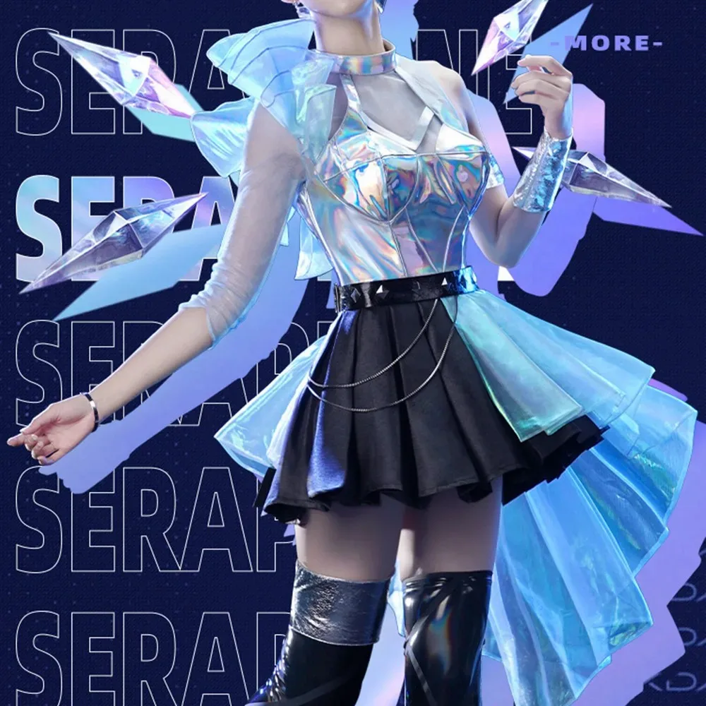 Pre-sale Game All Out More KDA Seraphine Cosplay Costume K/DA Halloween Uniform Dress Costume for Women