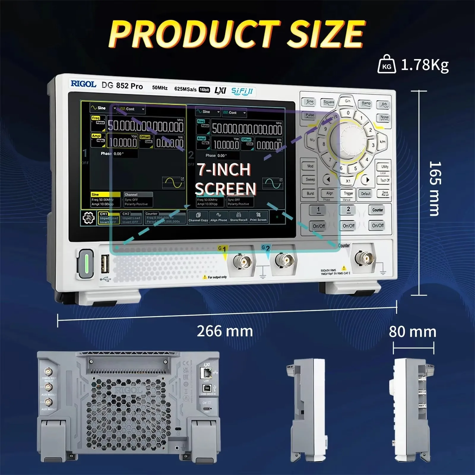 DG822 Pro  Function Arbitrary Waveform Generator  Source 25MHz with 2 Channel Options